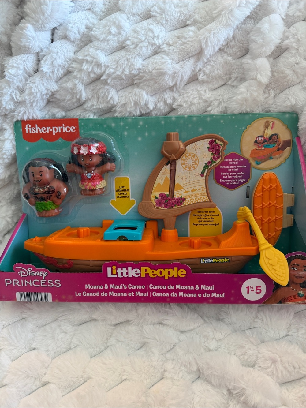 Fisher-Price Little People Moana & Maui Canoe - Orange, Yellow, Blue